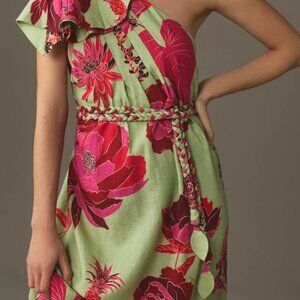 NWT Farm Rio Fresh Garden One-Shoulder Linen Midi Dress - Size XL